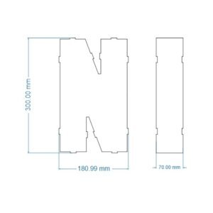 Letra "N" 3d en 30 y 40 cms de alto