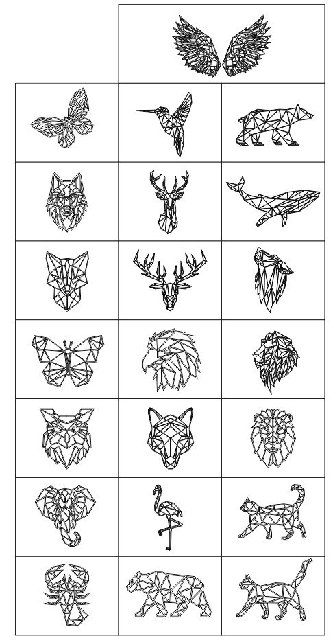 PACK 21 IMAGENES GEOMETRICAS ANIMALES