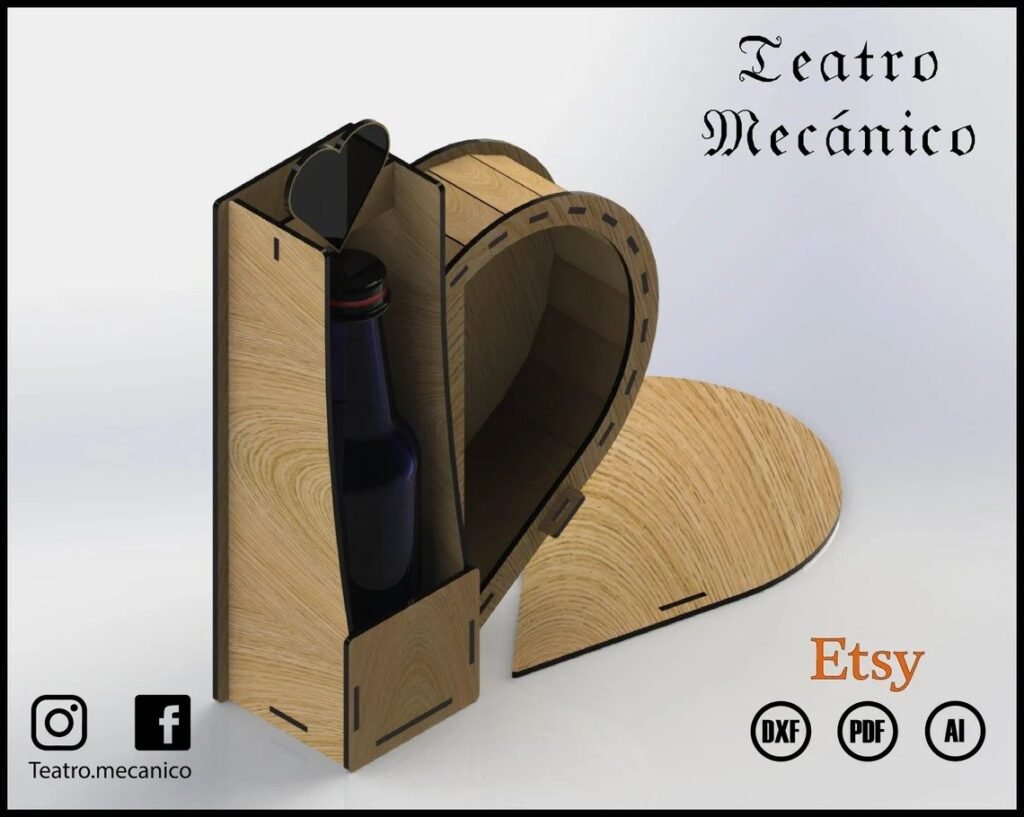 caja corazon botella