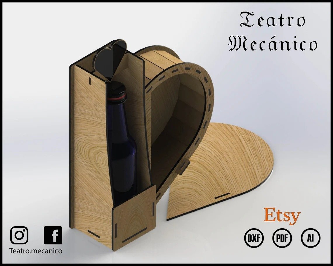caja corazon botella