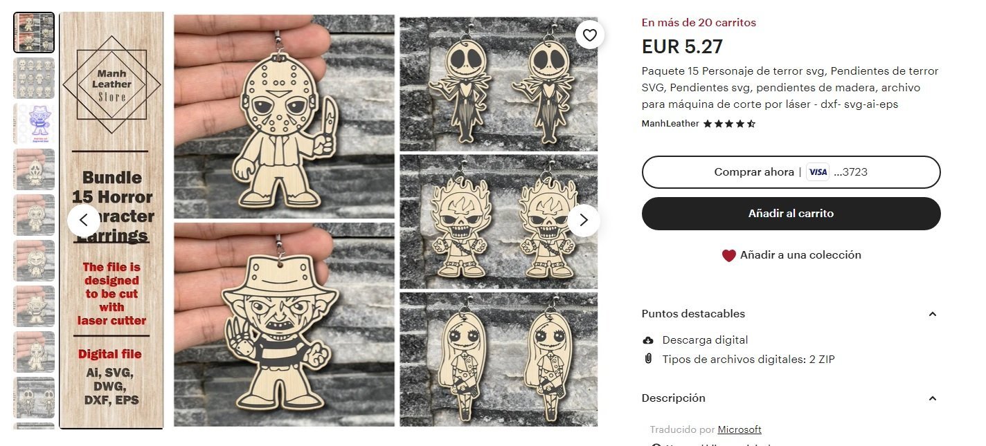 Paquete de pendientes de 15 Personaje de terror