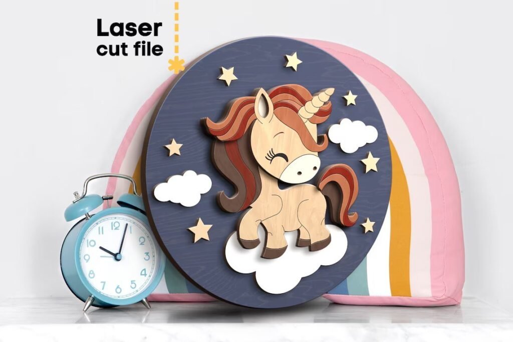 Unicornio SVG. Archivo cortado por láser