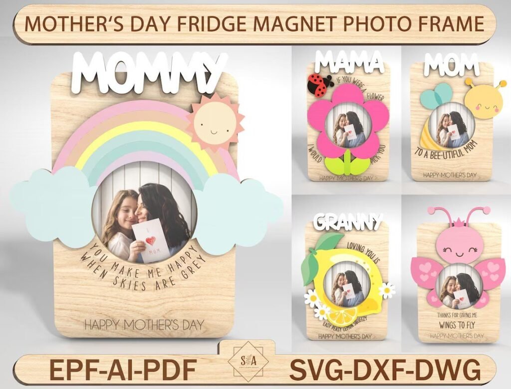 Marco de fotos del imán del refrigerador del día de la madre, regalo del día de la madre
