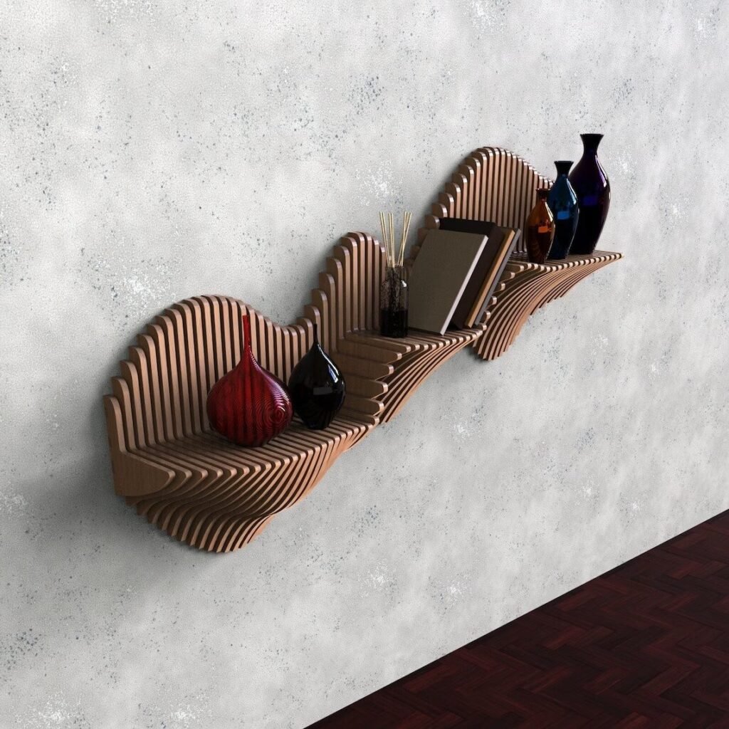 Estante flotante de estilo paramétrico