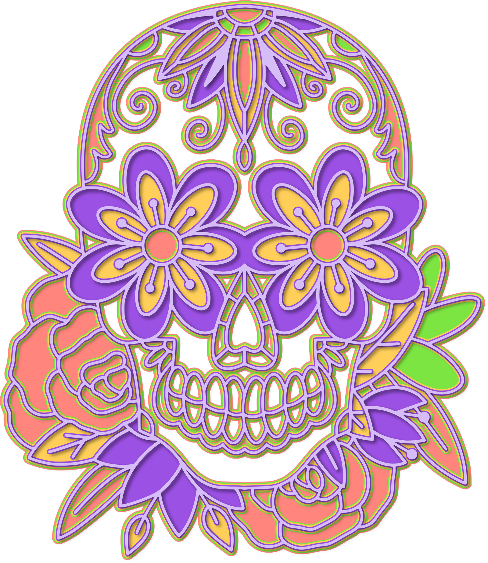 3D-Skull-with-flowers-Layered-36497170