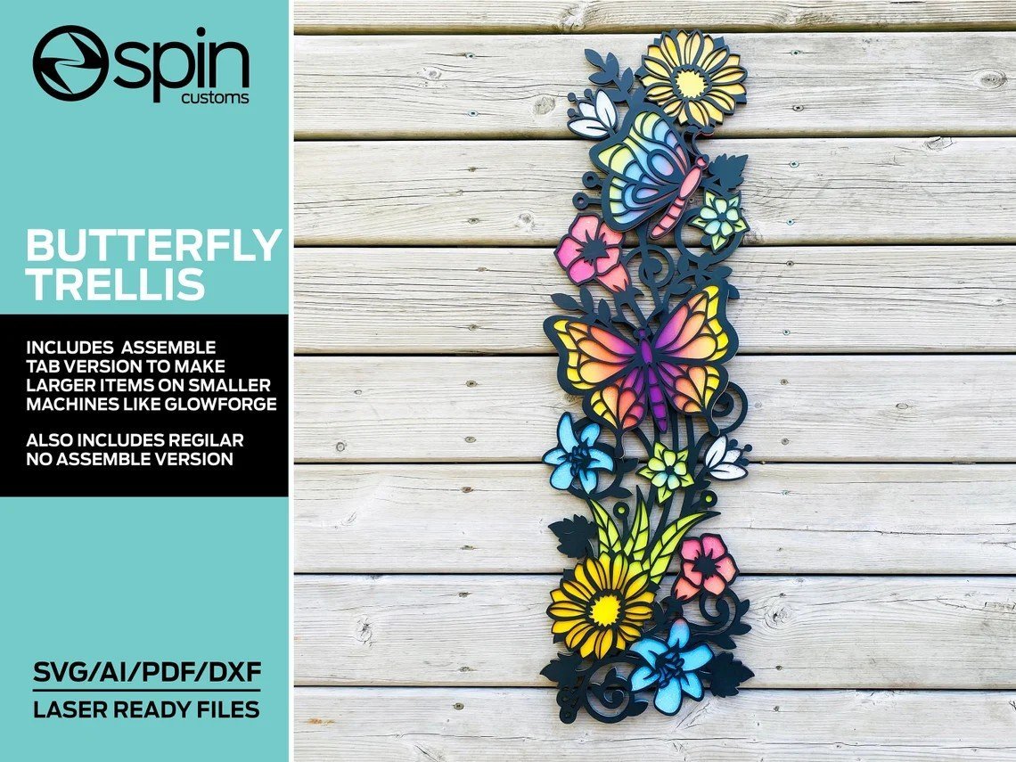 Enrejado de jardín vertical de mariposas - Signo de montaje y no montaje en capas