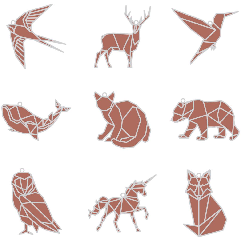 Geometric-Animal-Key-Ring-Bundle-33933174 - PNG