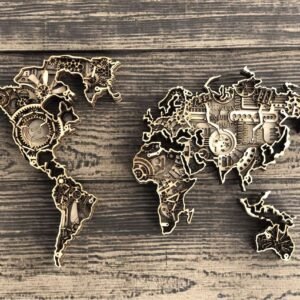 Steampunk World Map globo tierra svg, dibujos en capas para equipos de corte CNC