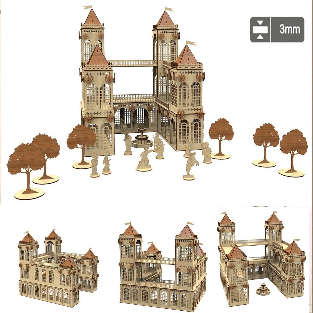 Castillo Medieval Estilo Francés (Juguete de Madera)