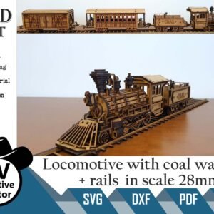 Locomotora con Vagón de Carbón y Rieles